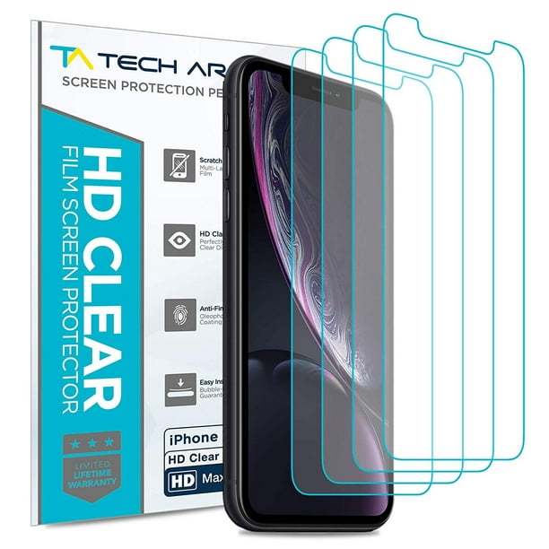 NOT Glass Case-Friendly Scratch Resistant Haptic Touch Accurate 4-Pack for NEW 2019 Apple iPhone 11 / iPhone Xr Tech Armor HD Clear Plastic Film Screen Protector 